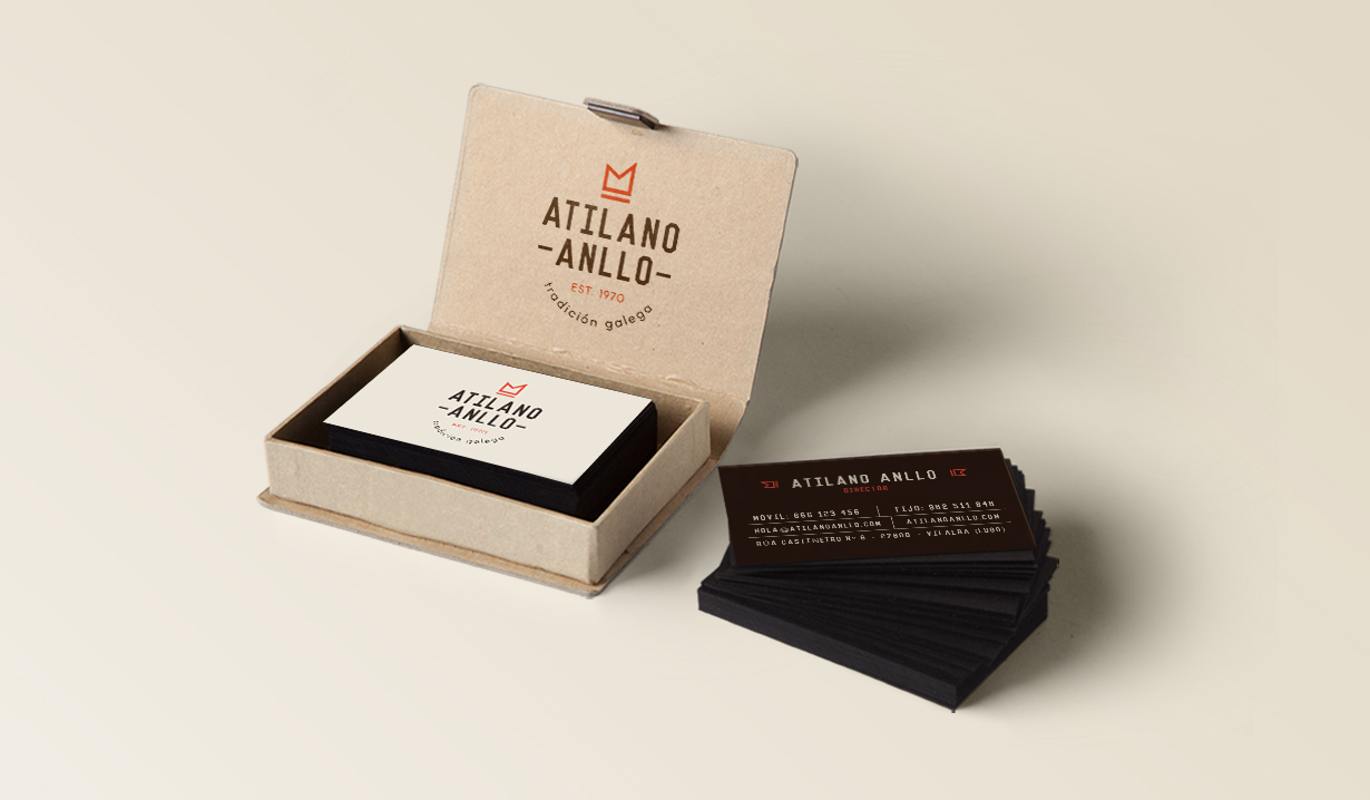 Branding Diseño e papelería diseño de tarjetas de contacto jamones Atilano Anllo Koolbrand