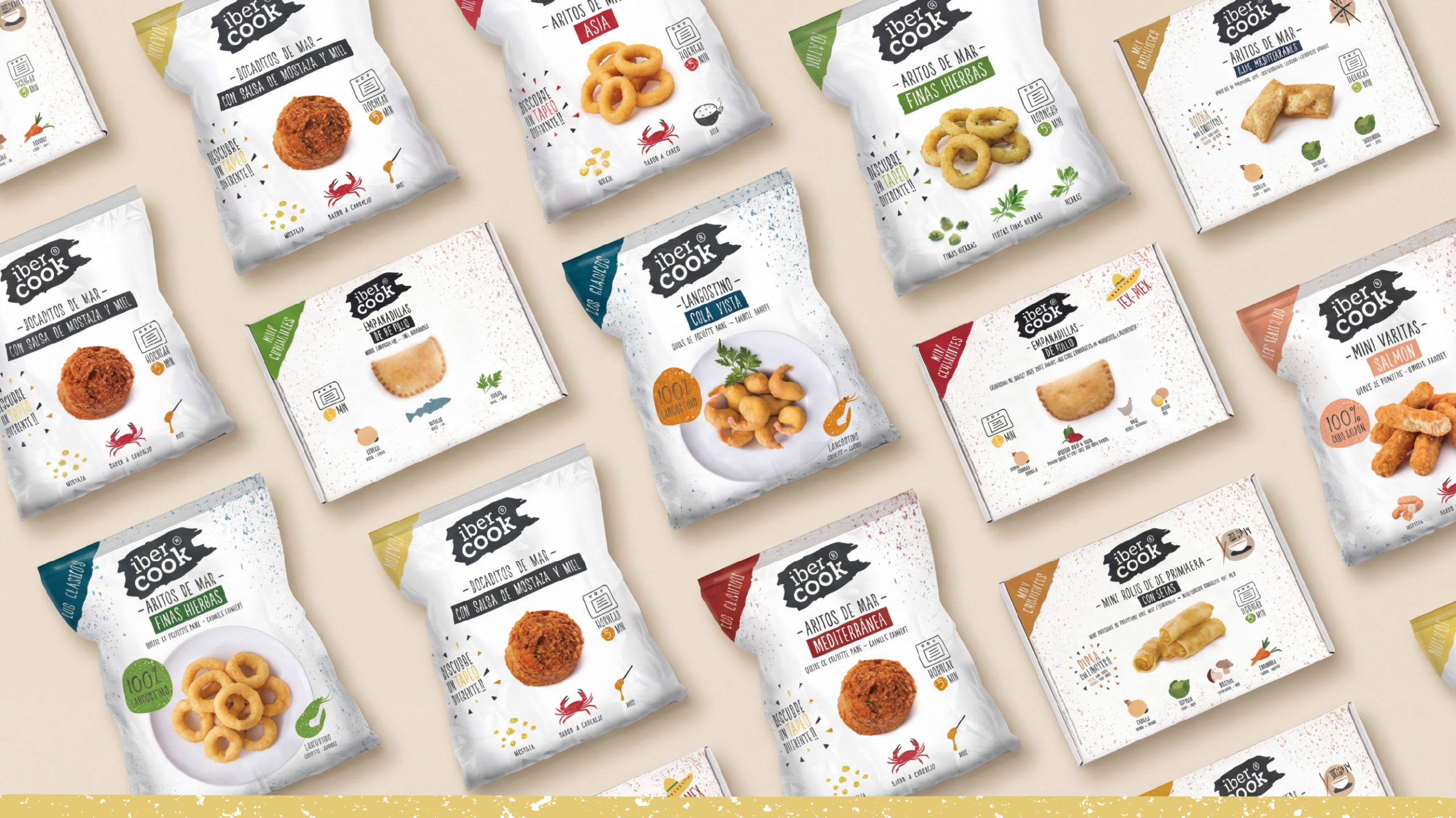 Gama completa de packaging de Ibercook diseñada por Koolbrand