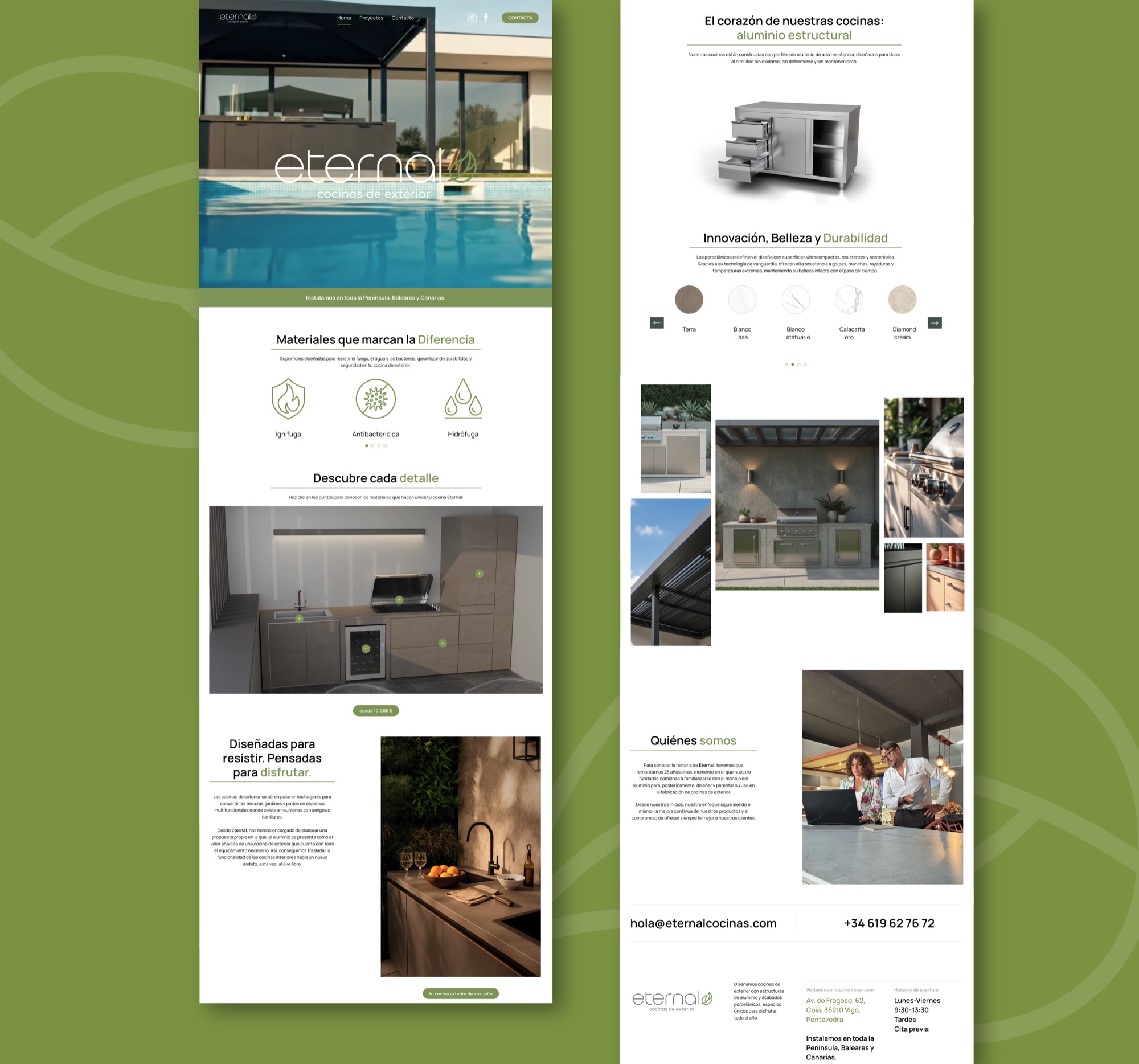 Mockups de web y redes sociales de Eternal
